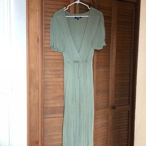 Much Obliged Washed Olive Green Wrap Maxi Dress